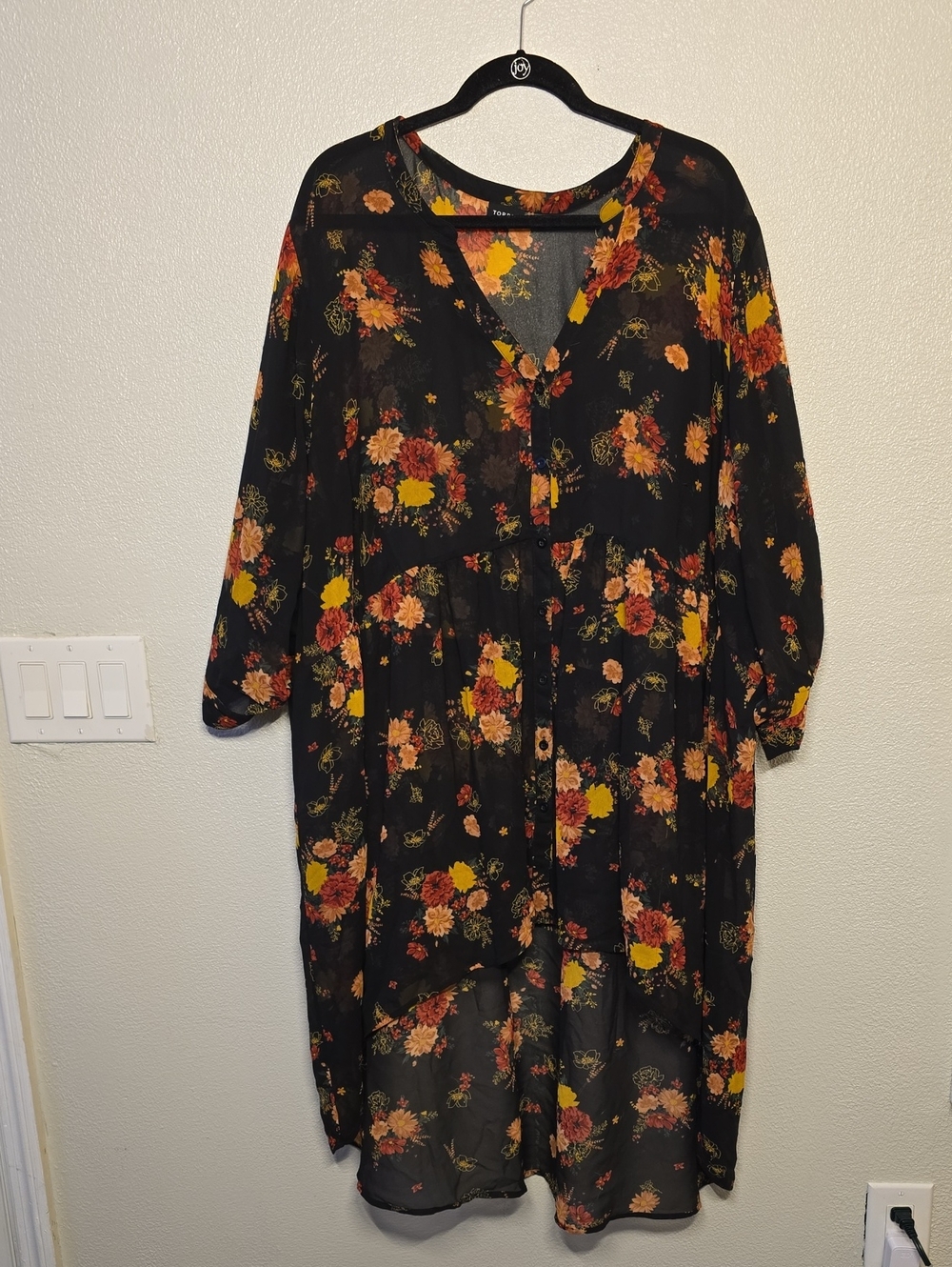 Torrid Black Floral High-Low Top